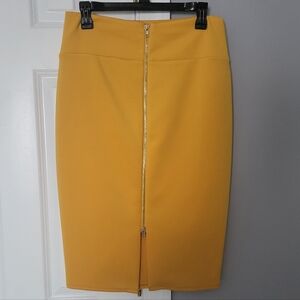 Thalia Sodi Yellow Pencil Skirt with Front Zipper